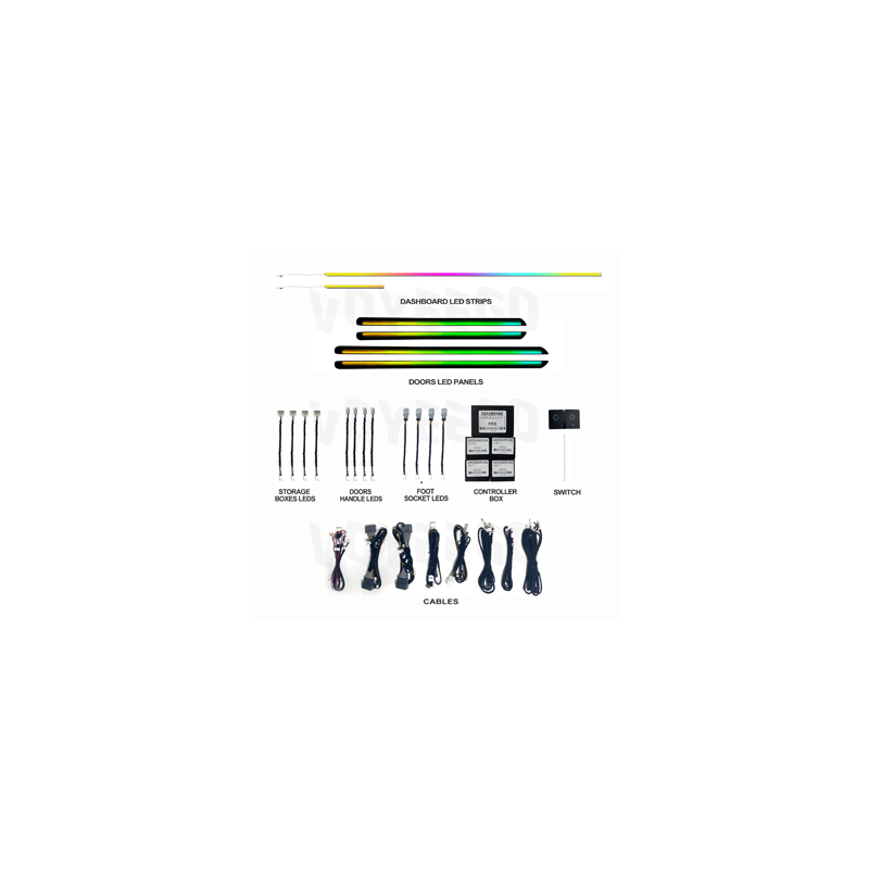 Interior Design Apps - Auto-interieur LED-lamp met app-afstandsbediening, 2-draads ontwerp,